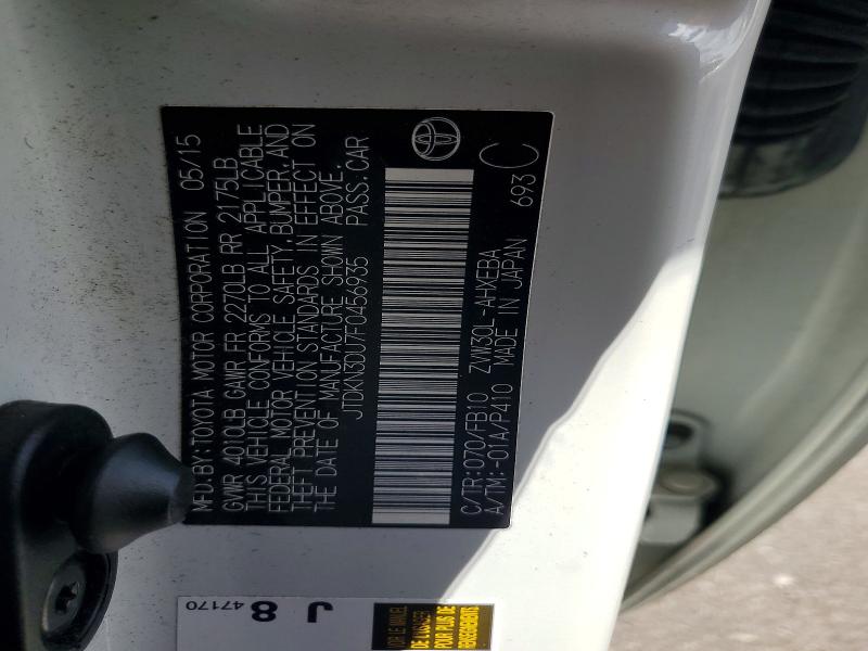 Aukcja sprzedaży 2015 Toyota Prius, vin: JTDKN3DU7F0456935, numer aukcji: 60523356