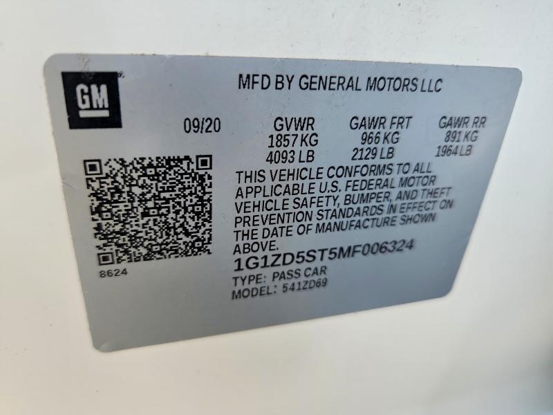 Продажа на аукционе авто 2021 Chevrolet Malibu, vin: 1G1ZD5ST5MF006324, номер лота: 60448356