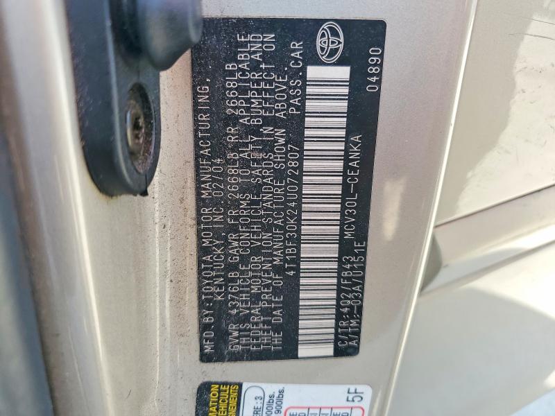 Aukcja sprzedaży 2004 Toyota Camry, vin: 4T1BF30K24U072807, numer aukcji: 58104546