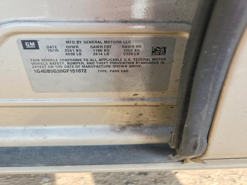 2016 Buick Lacrosse მანქანა იყიდება აუქციონზე, vin: 1G4GB5G38GF151872, აუქციონის ნომერი: 62204386
