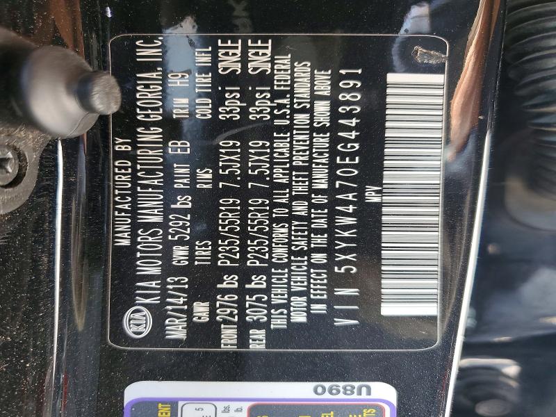 Продаж на аукціоні авто 2014 Kia Sorento, vin: 5XYKW4A70EG443891, номер лоту: 62106376