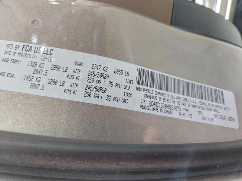 Продаж на аукціоні авто 2017 Chrysler Pacifica, vin: 2C4RC1GG4HR638079, номер лоту: 60621776