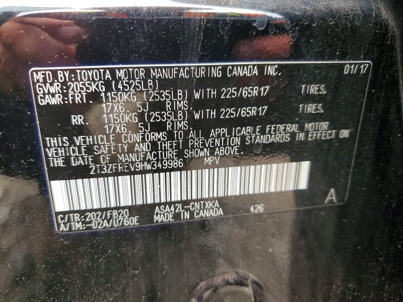 Продаж на аукціоні авто 2017 Toyota Rav4, vin: 2T3ZFREV9HW349986, номер лоту: 61688776