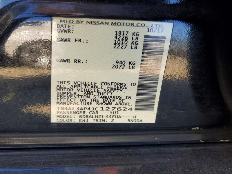 Aukcja sprzedaży 2018 Nissan Altima, vin: 1N4AL3AP4JC127624, numer aukcji: 60900996