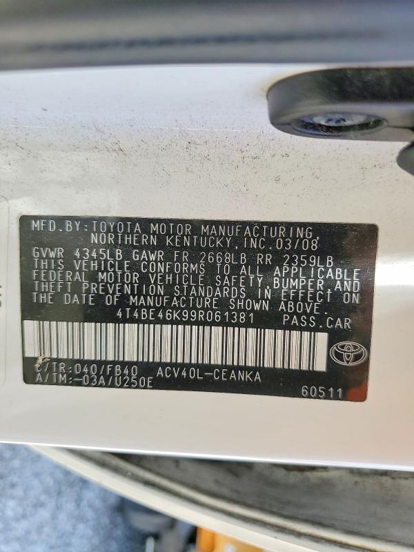 59732956 :رقم المزاد ، 4T4BE46K99R061381 vin ، 2009 Toyota Camry مزاد بيع