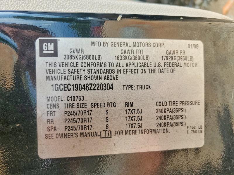 Aukcja sprzedaży 2008 Chevrolet Silverado, vin: 1GCEC19048Z220304, numer aukcji: 60172696