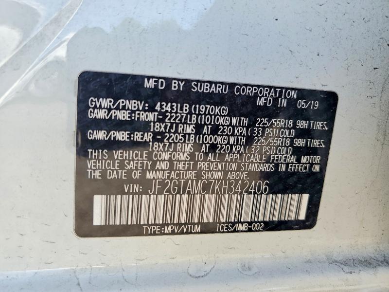 Aukcja sprzedaży 2019 Subaru Crosstrek, vin: JF2GTAMC7KH342406, numer aukcji: 59130526