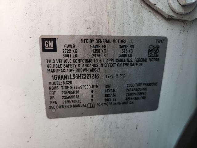 61296566 :رقم المزاد ، 1GKKNLLS6HZ327216 vin ، 2017 Gmc Acadia مزاد بيع