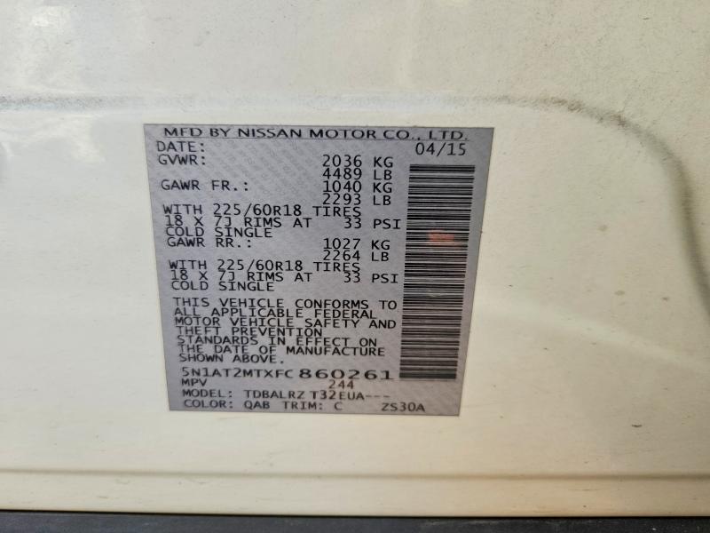Продажа на аукционе авто 2015 Nissan Rogue, vin: 5N1AT2MTXFC860261, номер лота: 61180166