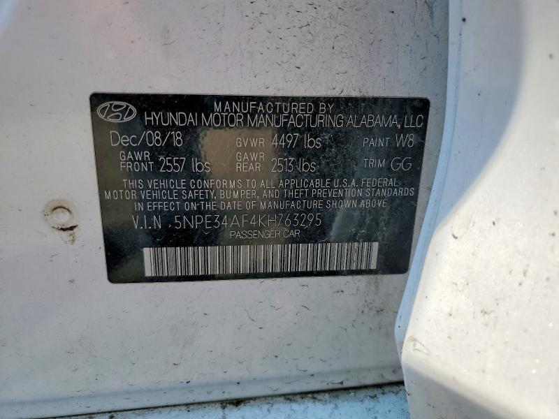 2019 Hyundai Sonata მანქანა იყიდება აუქციონზე, vin: 5NPE34AF4KH763295, აუქციონის ნომერი: 59383266