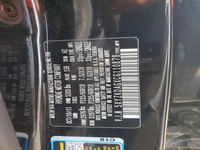 Продажа на аукционе авто 2012 Hyundai Santa Fe, vin: 5XYZKDAGXCG110878, номер лота: 61217066