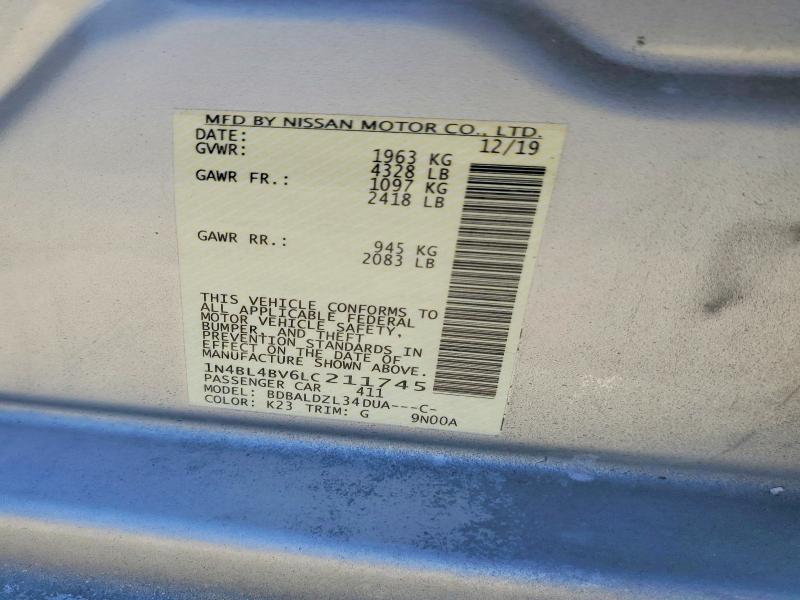 60987606 :رقم المزاد ، 1N4BL4BV6LC211745 vin ، 2020 Nissan Altima مزاد بيع