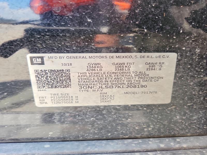 Aukcja sprzedaży 2019 Chevrolet Trax, vin: 3GNCJLSB7KL208190, numer aukcji: 59612076