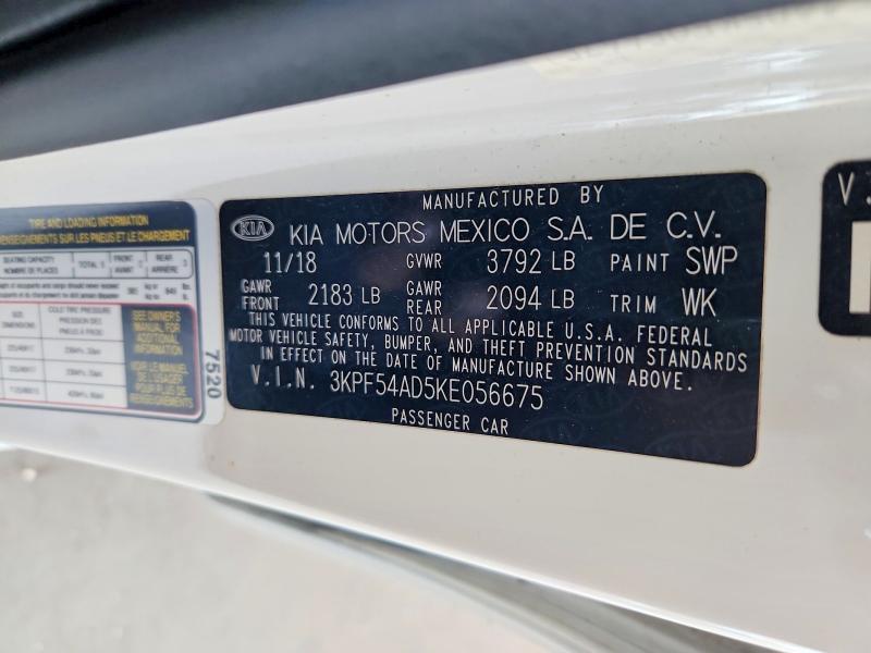 60972266 :رقم المزاد ، 3KPF54AD5KE056675 vin ، 2019 Kia Forte مزاد بيع