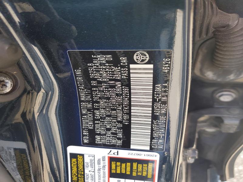 Aukcja sprzedaży 2017 Toyota Camry, vin: 4T1BF1FK7HU422997, numer aukcji: 60939926