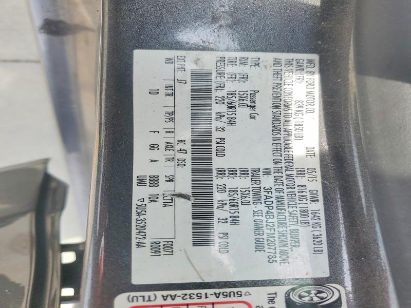 2015 Ford Fiesta მანქანა იყიდება აუქციონზე, vin: 3FADP4BJ2FM207785, აუქციონის ნომერი: 60423366