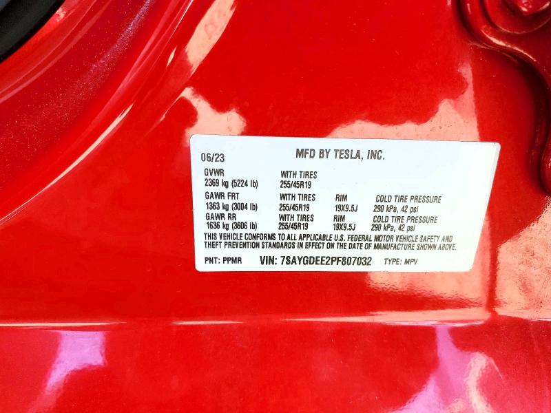 Продажа на аукционе авто 2023 Tesla Model Y, vin: 7SAYGDEE2PF807032, номер лота: 60967126