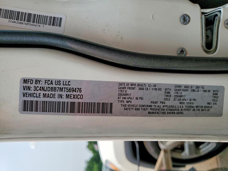 Продажа на аукционе авто 2021 Jeep Compass, vin: 3C4NJDBB7MT569476, номер лота: 61468686