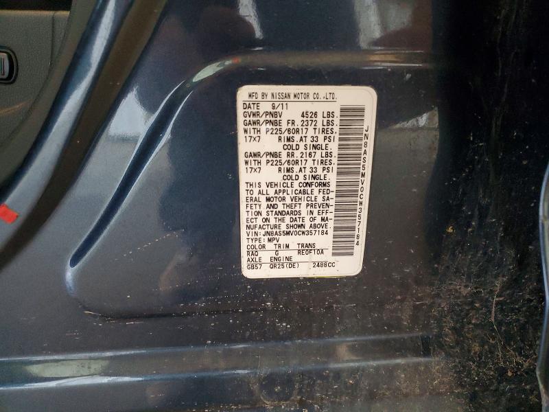 Aukcja sprzedaży 2012 Nissan Rogue, vin: JN8AS5MV0CW357184, numer aukcji: 59084946