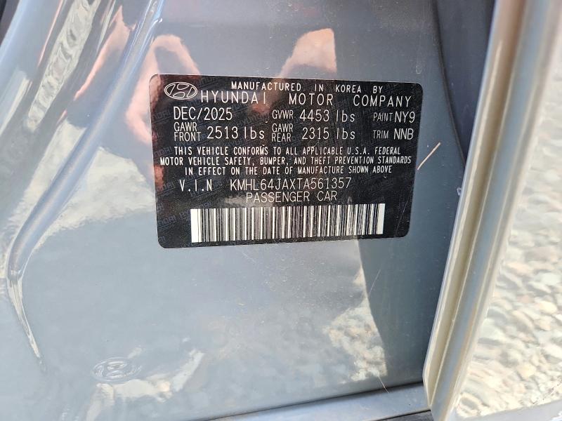 2026 Hyundai Sonata მანქანა იყიდება აუქციონზე, vin: KMHL64JAXTA561357, აუქციონის ნომერი: 60801466