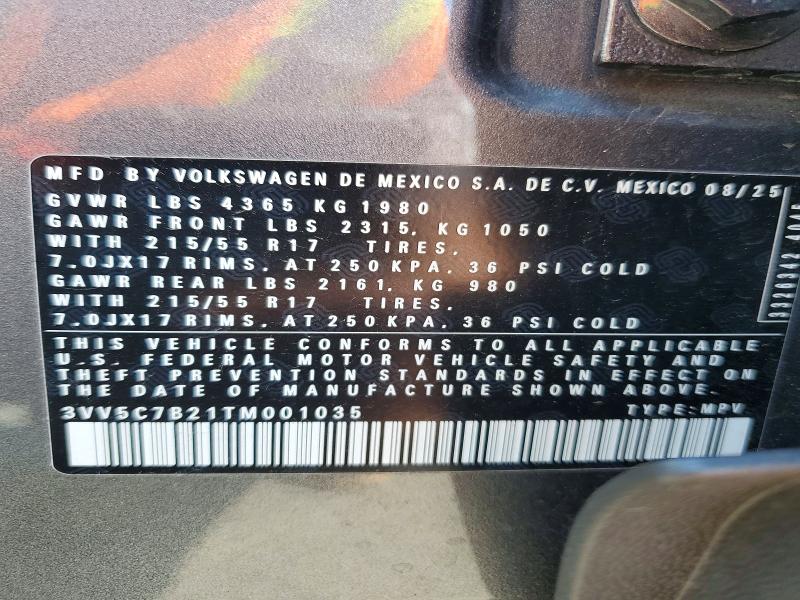 63204366 :رقم المزاد ، 3VV5C7B21TM001035 vin ، 2026 Volkswagen Taos مزاد بيع
