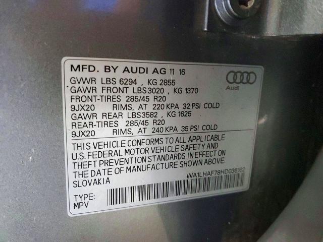 Aukcja sprzedaży 2017 Audi Q7, vin: WA1LHAF78HD036162, numer aukcji: 61935676