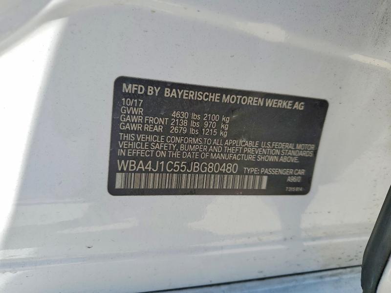 2018 Bmw 430i მანქანა იყიდება აუქციონზე, vin: WBA4J1C55JBG80480, აუქციონის ნომერი: 59980356