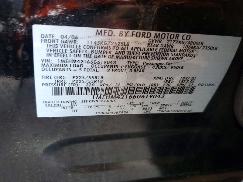 Aukcja sprzedaży 2006 Mercury Montego, vin: 1MEHM42166G619043, numer aukcji: 62351406