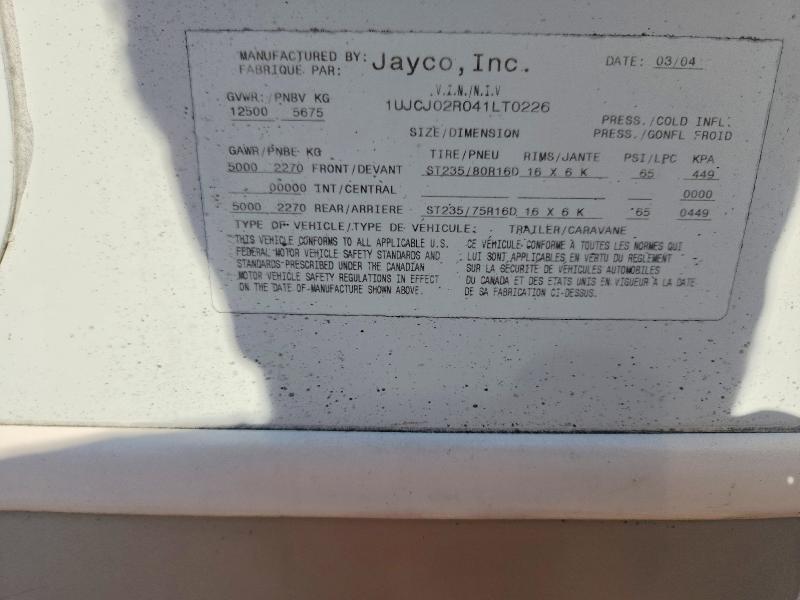Продажа на аукционе авто 2004 Jayco Eagle, vin: 1UJCJ02R041LT0226, номер лота: 59657696