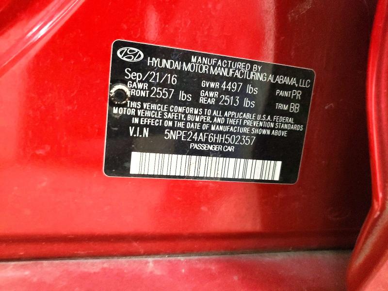 Продажа на аукционе авто 2017 Hyundai Sonata, vin: 5NPE24AF6HH502357, номер лота: 59389646