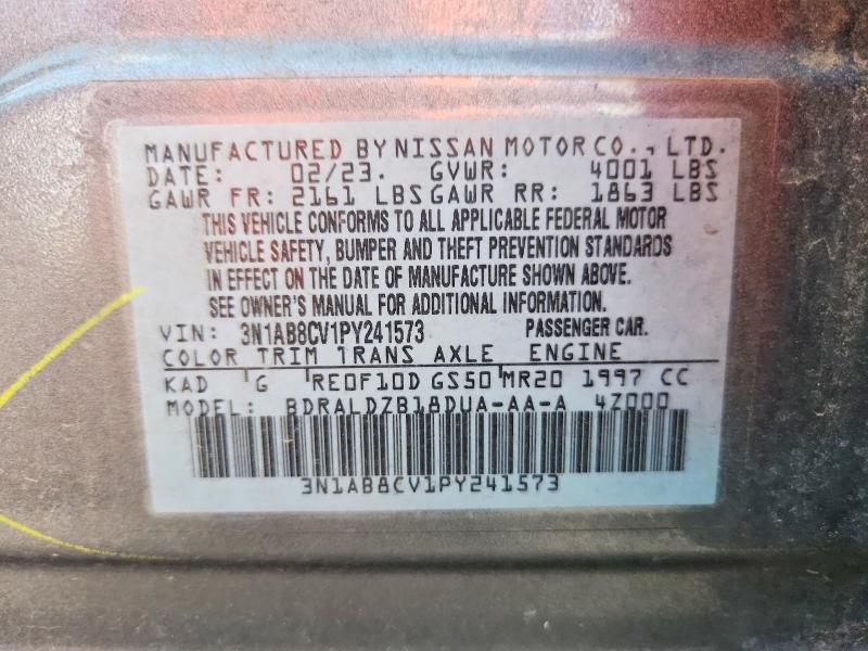 Aukcja sprzedaży 2023 Nissan Sentra, vin: 3N1AB8CV1PY241573, numer aukcji: 62156476