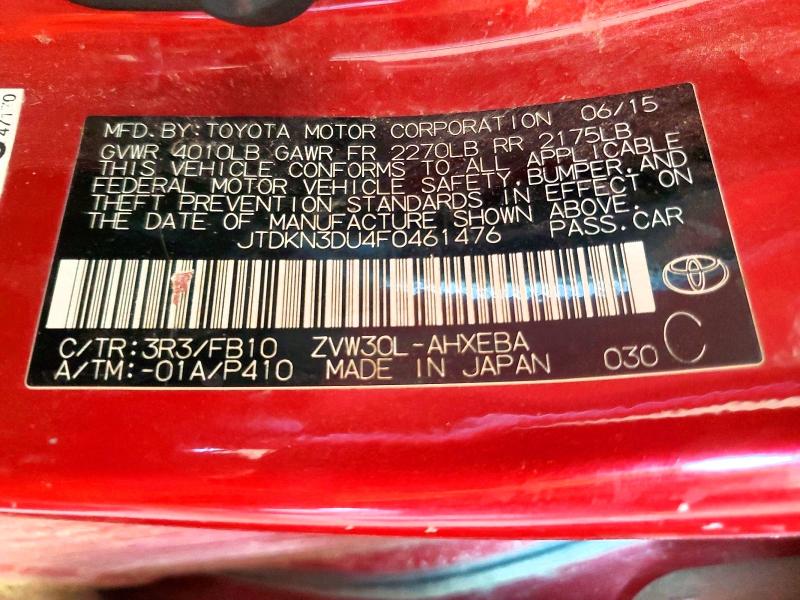 Aukcja sprzedaży 2015 Toyota Prius, vin: JTDKN3DU4F0461476, numer aukcji: 62334586