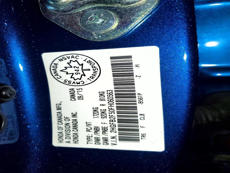 2015 Honda Civic მანქანა იყიდება აუქციონზე, vin: 2HGFB2F50FH060563, აუქციონის ნომერი: 60445046
