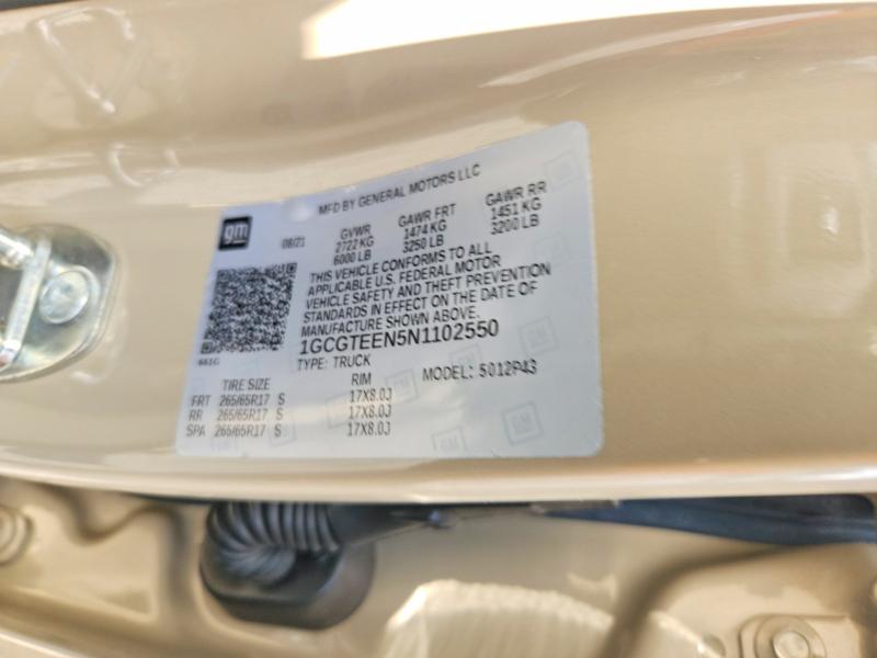 Продаж на аукціоні авто 2022 Chevrolet Colorado, vin: 1GCGTEEN5N1102550, номер лоту: 62864696