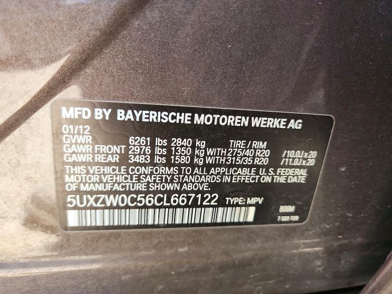 Aukcja sprzedaży 2012 Bmw X5, vin: 5UXZW0C56CL667122, numer aukcji: 60927316