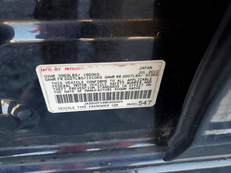 Aukcja sprzedaży 2011 Mitsubishi Lancer, vin: JA32U2FU4BU002024, numer aukcji: 59058386