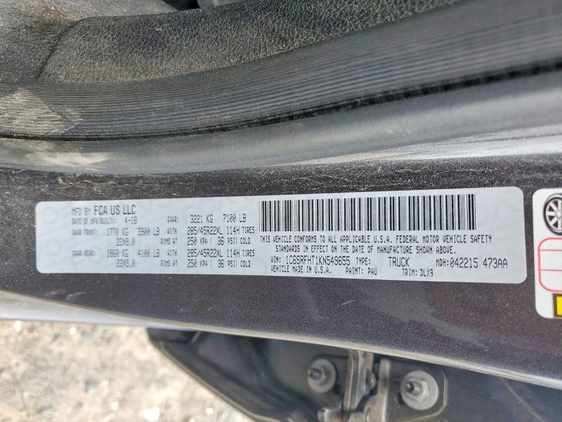 Продаж на аукціоні авто 2019 Ram 1500, vin: 1C6SRFHT1KN549655, номер лоту: 59841836