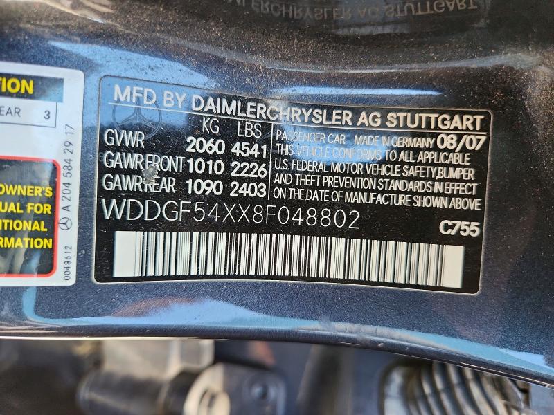 Продаж на аукціоні авто 2008 Mercedes-benz C, vin: WDDGF54XX8F048802, номер лоту: 59267396