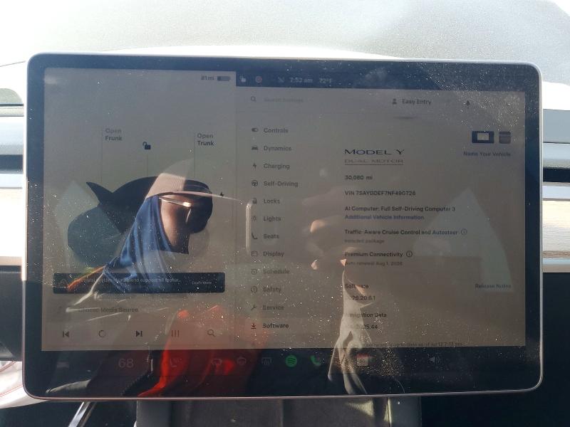Aukcja sprzedaży 2022 Tesla Model Y, vin: 7SAYGDEF7NF490726, numer aukcji: 62912866