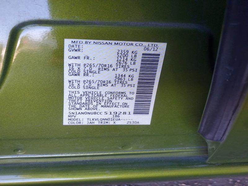 Продажа на аукционе авто 2012 Nissan Xterra, vin: 5N1AN0NU8CC519281, номер лота: 63073056