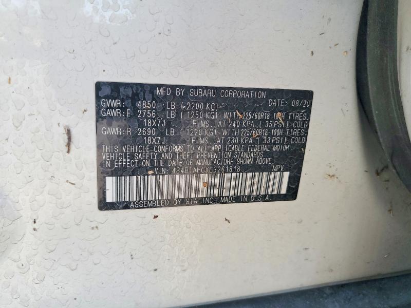 Продаж на аукціоні авто 2020 Subaru Outback, vin: 4S4BTAPCXL3261818, номер лоту: 61605866