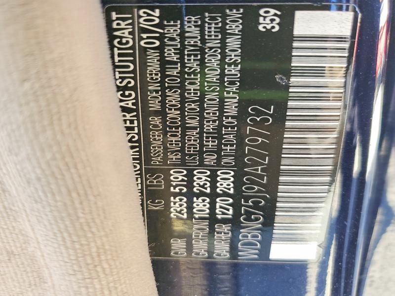 Продажа на аукционе авто 2002 Mercedes-benz S, vin: WDBNG75J92A279732, номер лота: 58971996