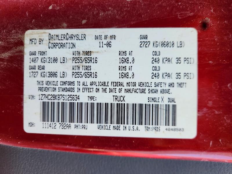 2007 Mitsubishi Raider მანქანა იყიდება აუქციონზე, vin: 1Z7HC28K87S125634, აუქციონის ნომერი: 59619256