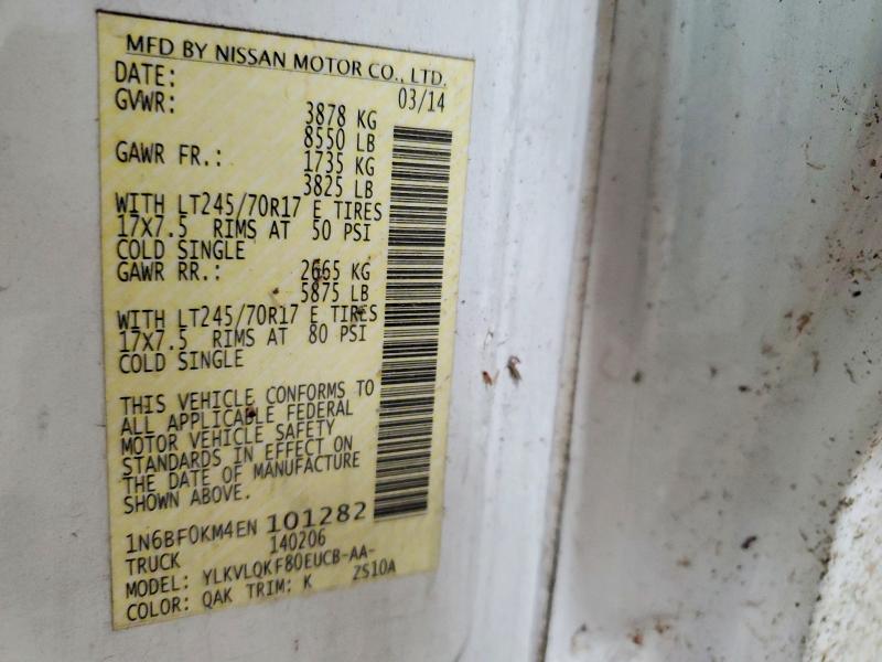 Продажа на аукционе авто 2014 Nissan Nv 1500, vin: 1N6BF0KM4EN101282, номер лота: 58423686