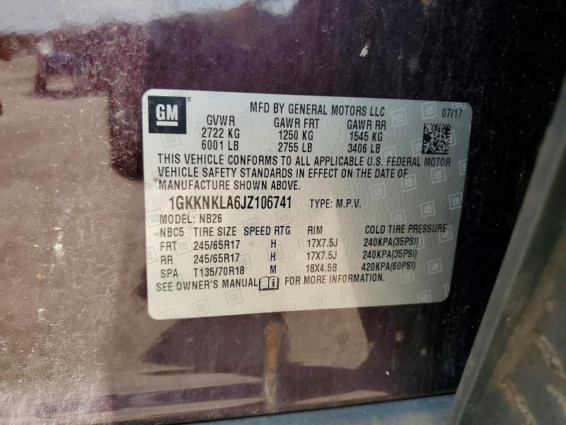 Aukcja sprzedaży 2018 Gmc Acadia, vin: 1GKKNKLA6JZ106741, numer aukcji: 61311316