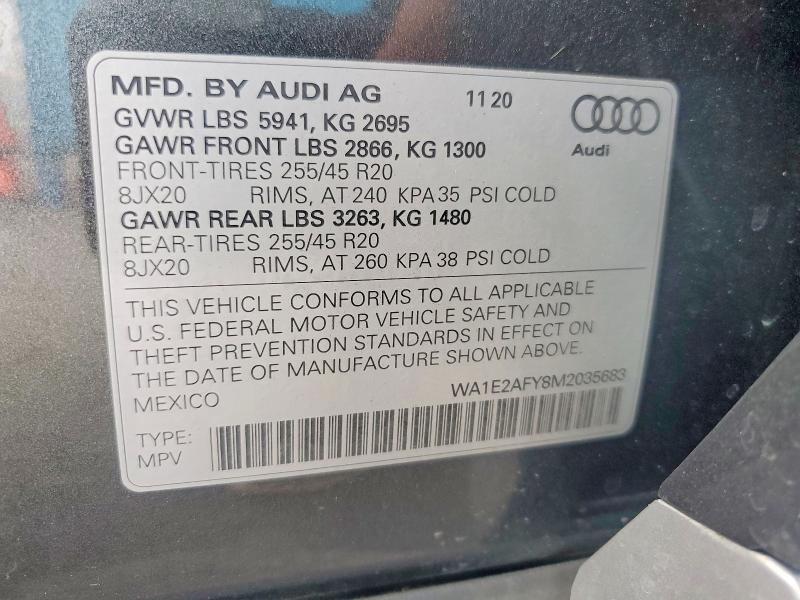 Aukcja sprzedaży 2021 Audi Q5 E, vin: WA1E2AFY8M2035683, numer aukcji: 58894086