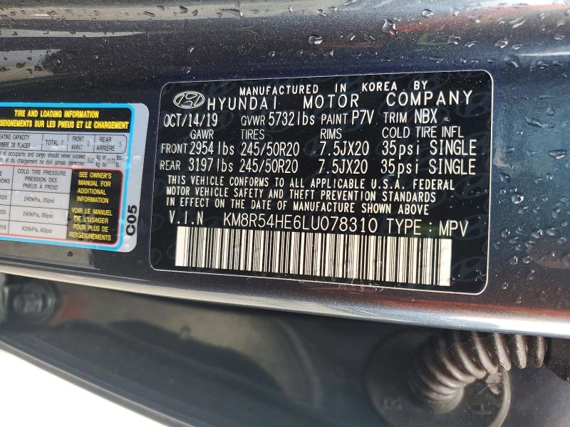 61406456 :رقم المزاد ، KM8R54HE6LU078310 vin ، 2020 Hyundai Palisade مزاد بيع