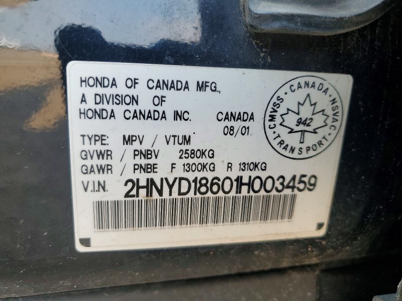 Продаж на аукціоні авто 2001 Acura Mdx, vin: 2HNYD18601H003459, номер лоту: 62825656