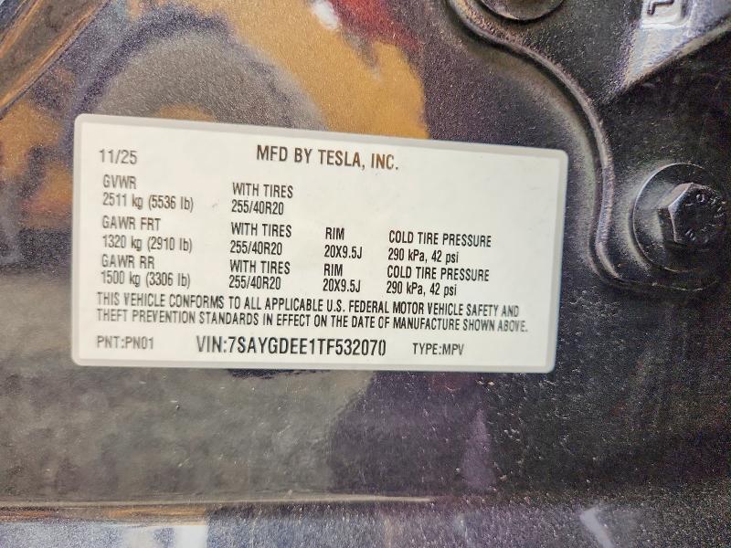 Продаж на аукціоні авто 2026 Tesla Model Y, vin: 7SAYGDEE1TF532070, номер лоту: 61036616
