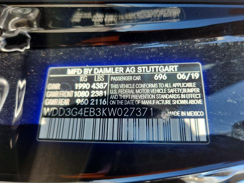Продажа на аукционе авто 2019 Mercedes-benz A, vin: WDD3G4EB3KW027371, номер лота: 61251266